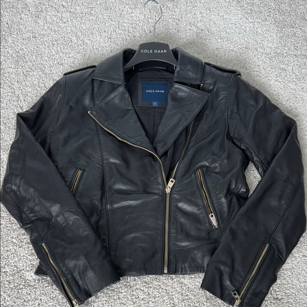 Cole Haan Women's Black genuine lamb skin Jacket